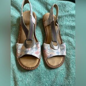 Rieker Anti-stress Cream and Silver Sandals with Ankle Straps